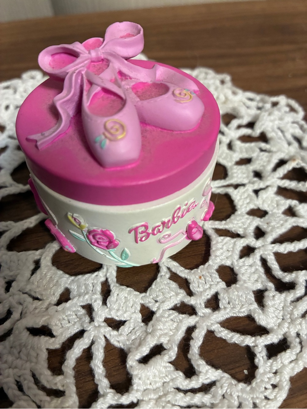 Barbie Pink and White Ballet Slipper Trinket Box